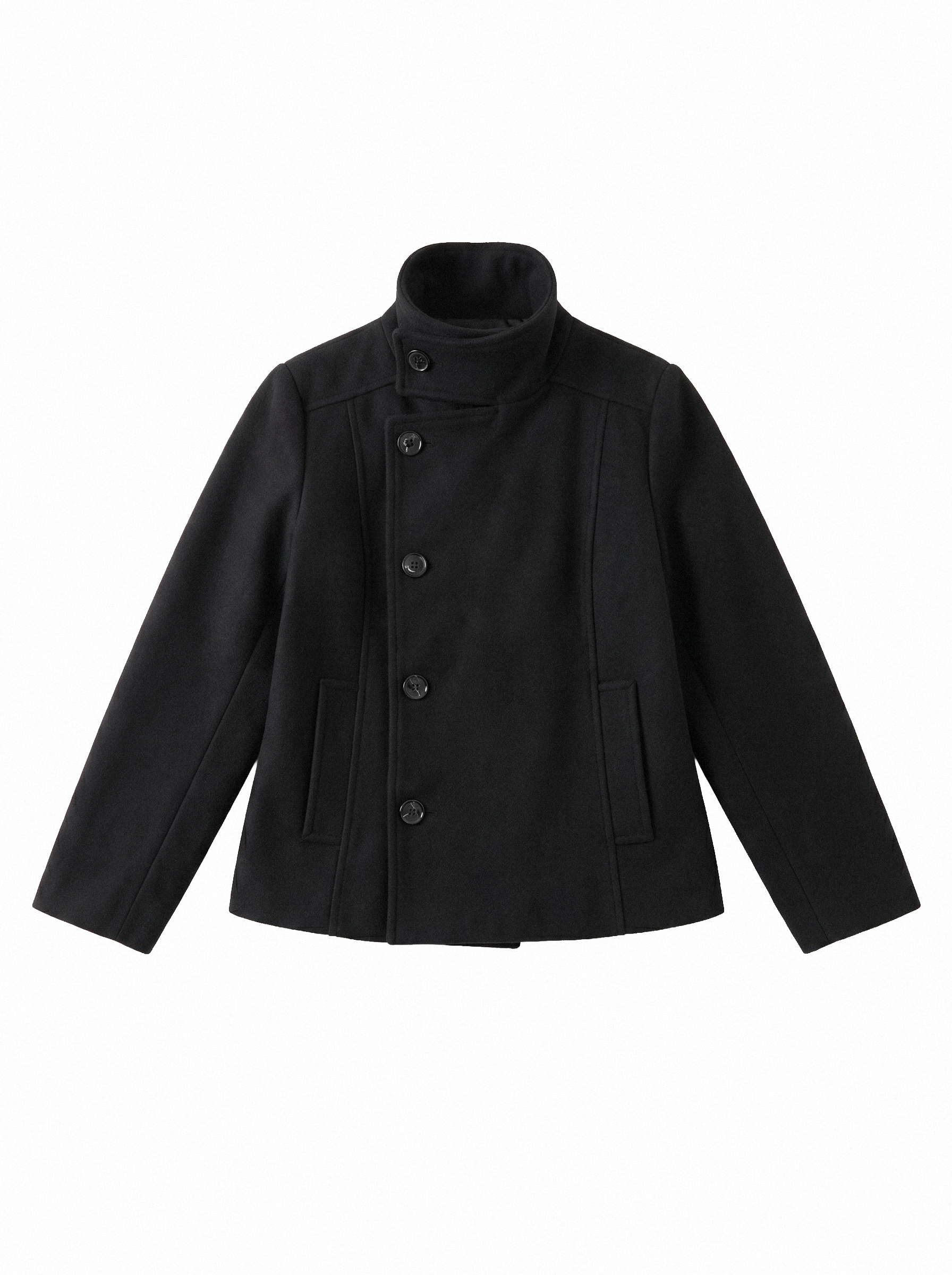 ジャケット・アウター y2k 5351 stand collar wool coat black Asymmetric Stand Collar Wool Coat – Soft Blades – Soft Blades