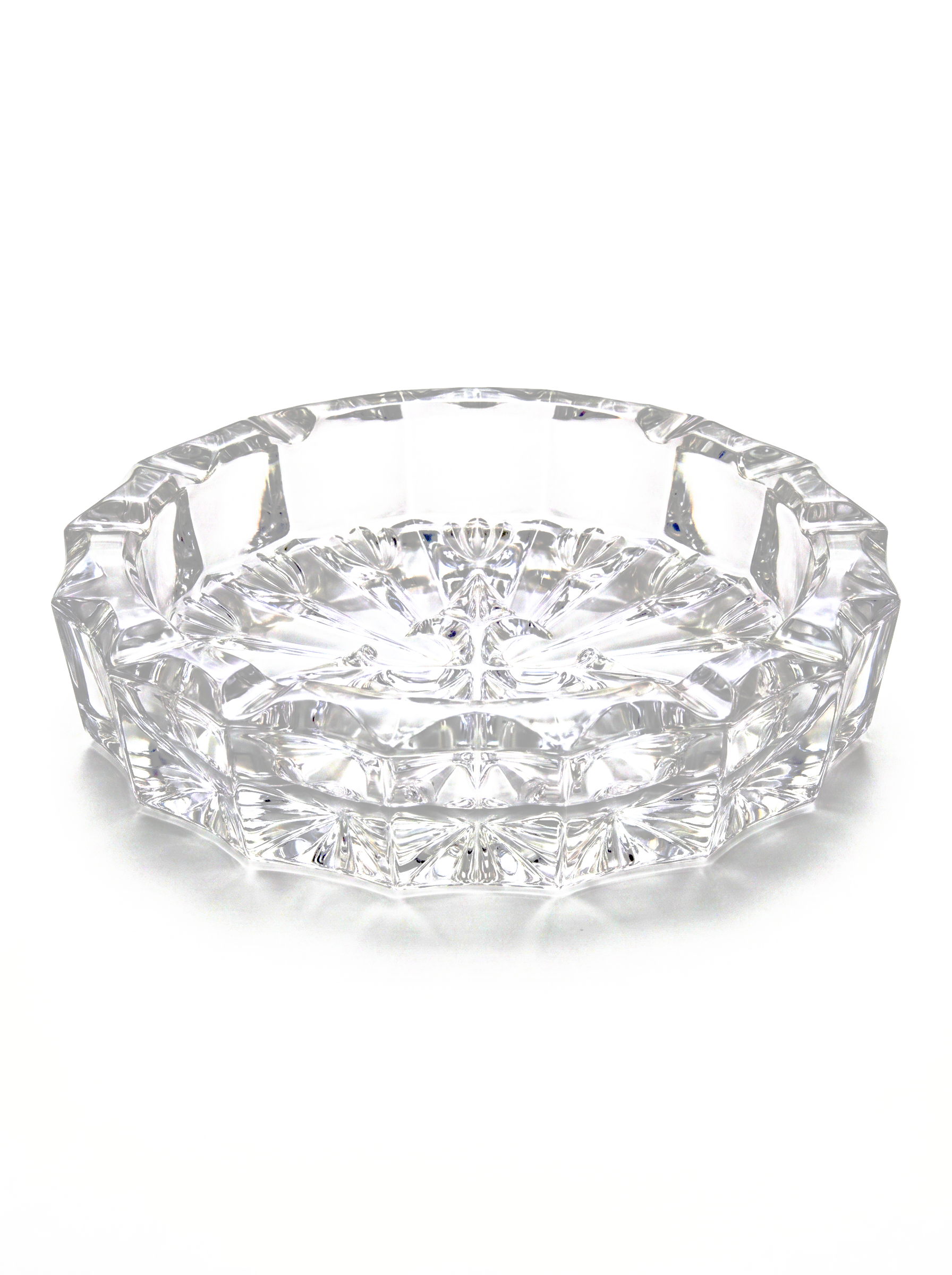 SOFTBLADES STARBURST CUT GLASS ASHTRAY