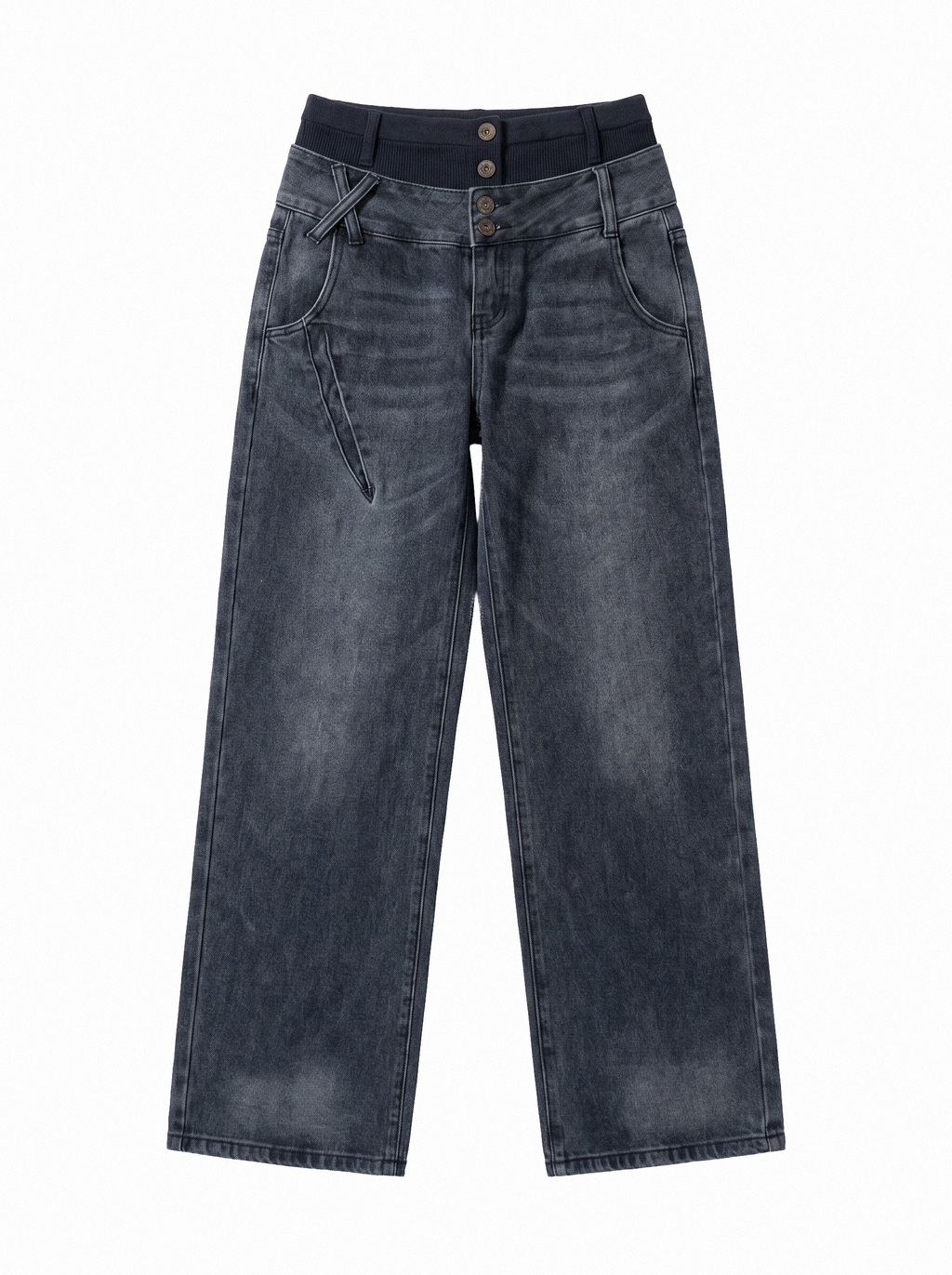 Foldover Waist Bootcut Jeans - main photo