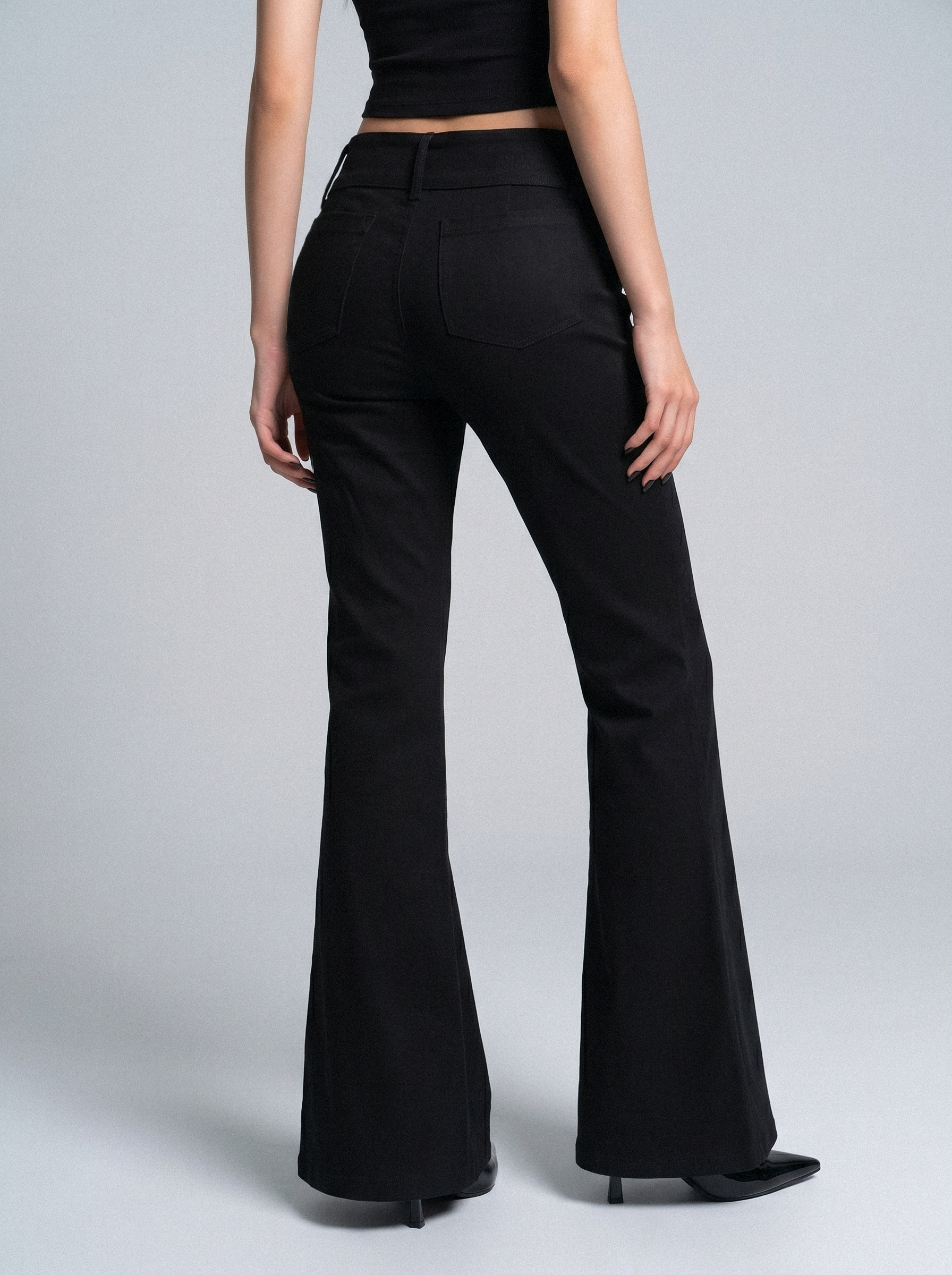 Eyelet Belt Flare Pants