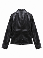 Quilted Hip Slim Moto Jacket - detail view