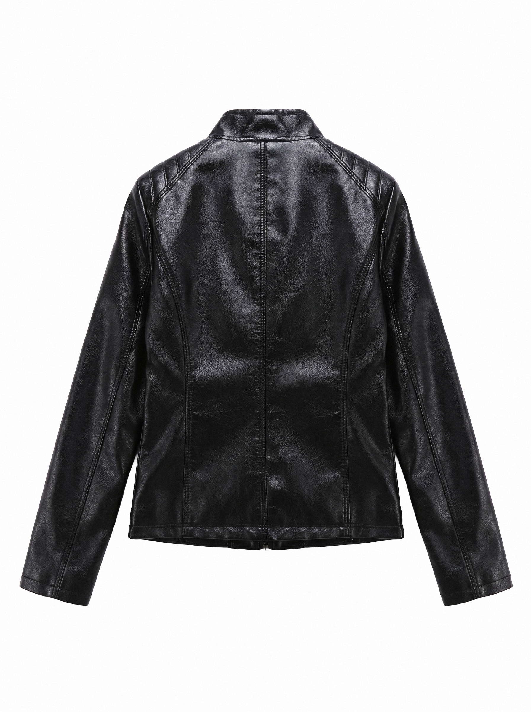 Quilted Hip Slim Moto Jacket - detail view