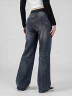 Foldover Waist Bootcut Jeans - back view