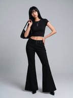 Eyelet Belt Flare Pants