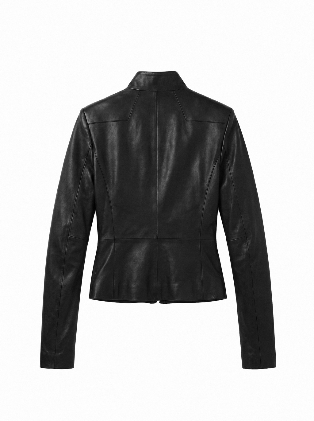 High Funnel Slim Leather Jacket - detail view