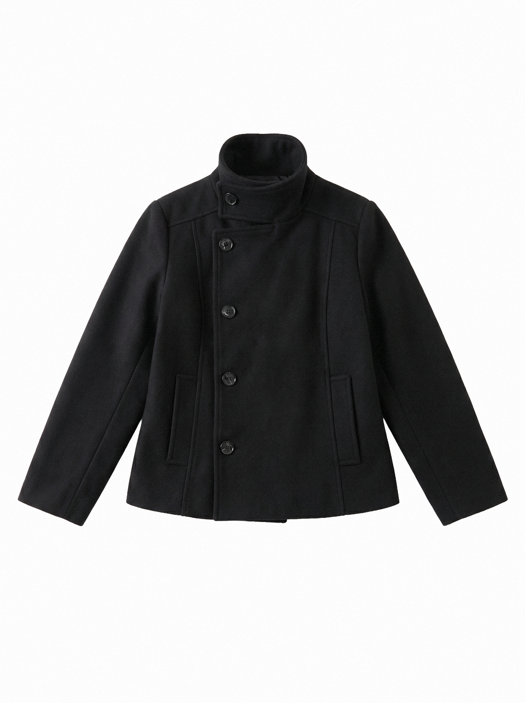 Asymmetric Stand Collar Wool Coat - main photo