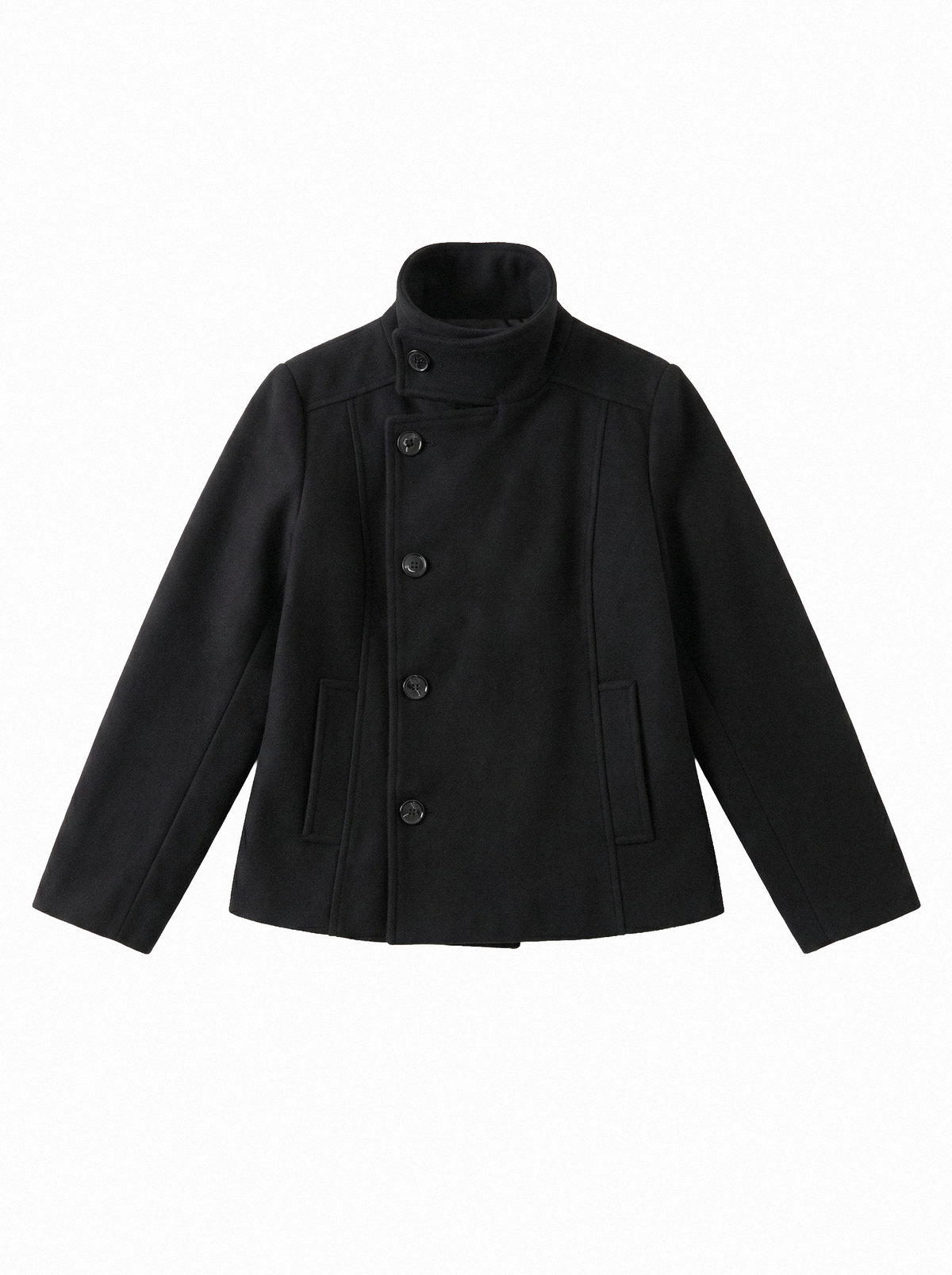 ジャケット・アウター y2k 5351 stand collar wool coat black Asymmetric Stand Collar Wool Coat – Soft Blades – Soft Blades