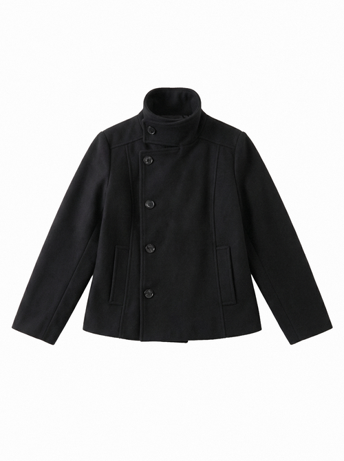 Asymmetric Stand Collar Wool Coat - main photo