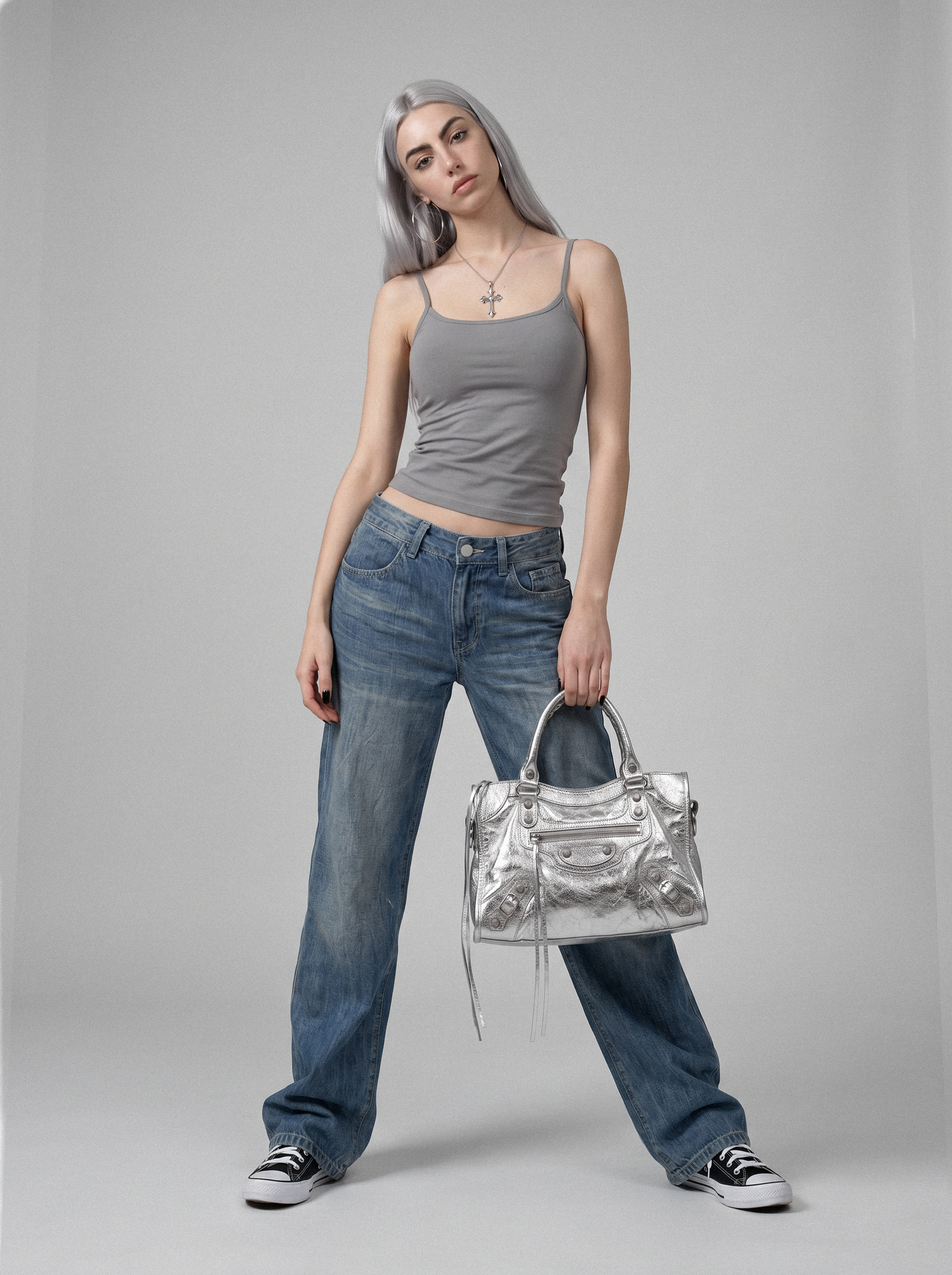 Faded Wash Baggy Jeans