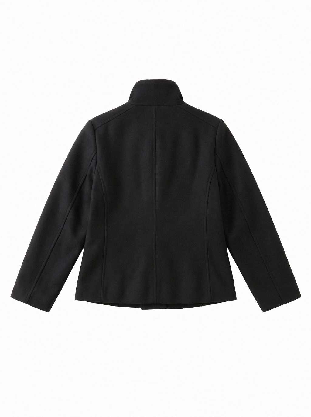 Asymmetric Stand Collar Wool Coat - detail view