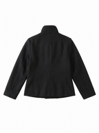 Asymmetric Stand Collar Wool Coat - detail view