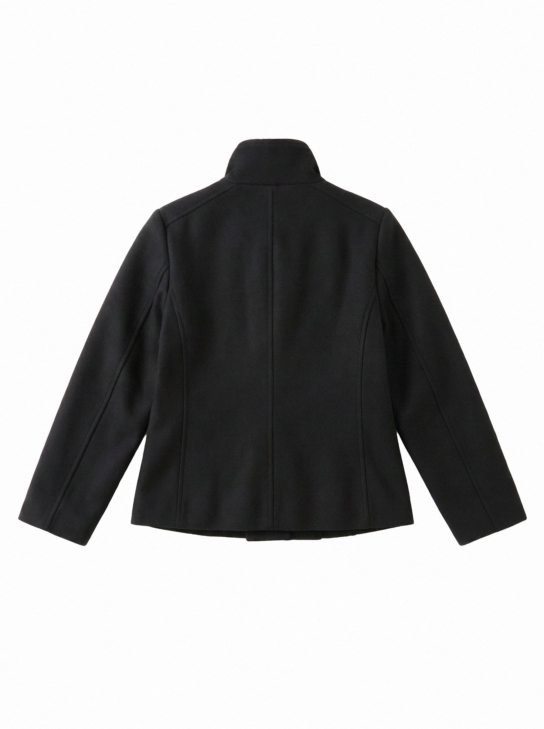 Asymmetric Stand Collar Wool Coat - detail view