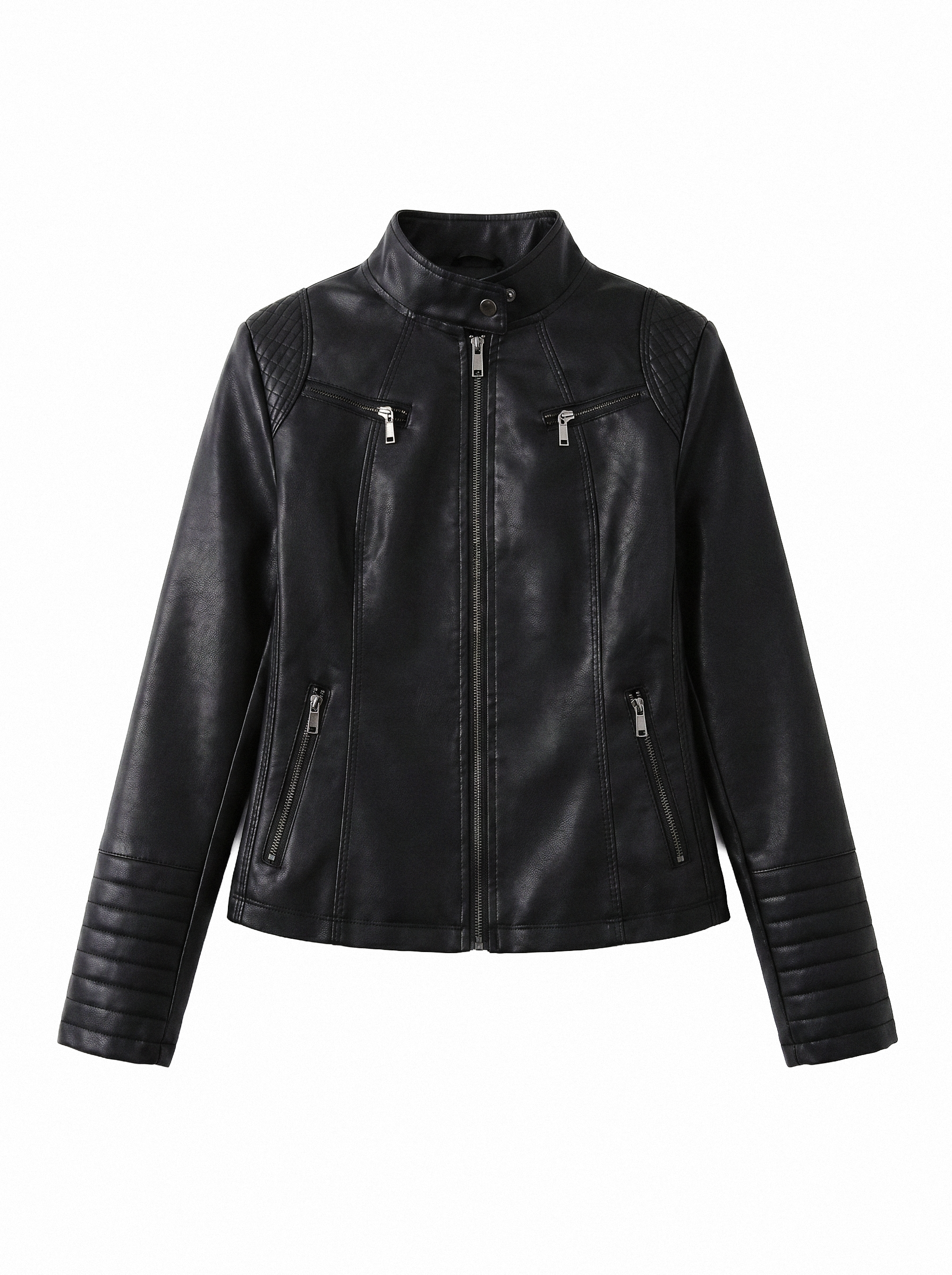 Quilted Shoulder Slim Moto Jacket - main photo