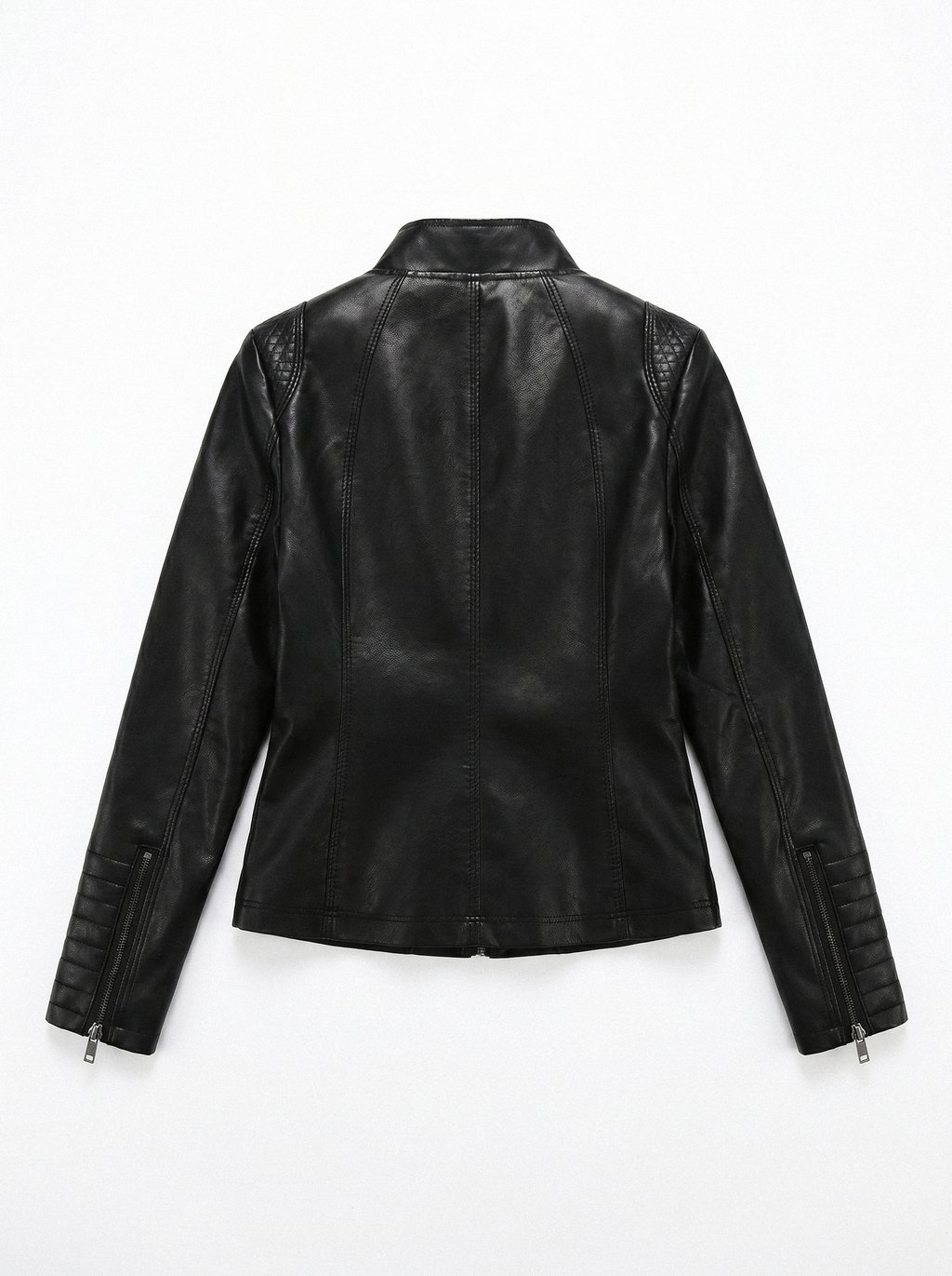 Quilted Shoulder Slim Moto Jacket - side view
