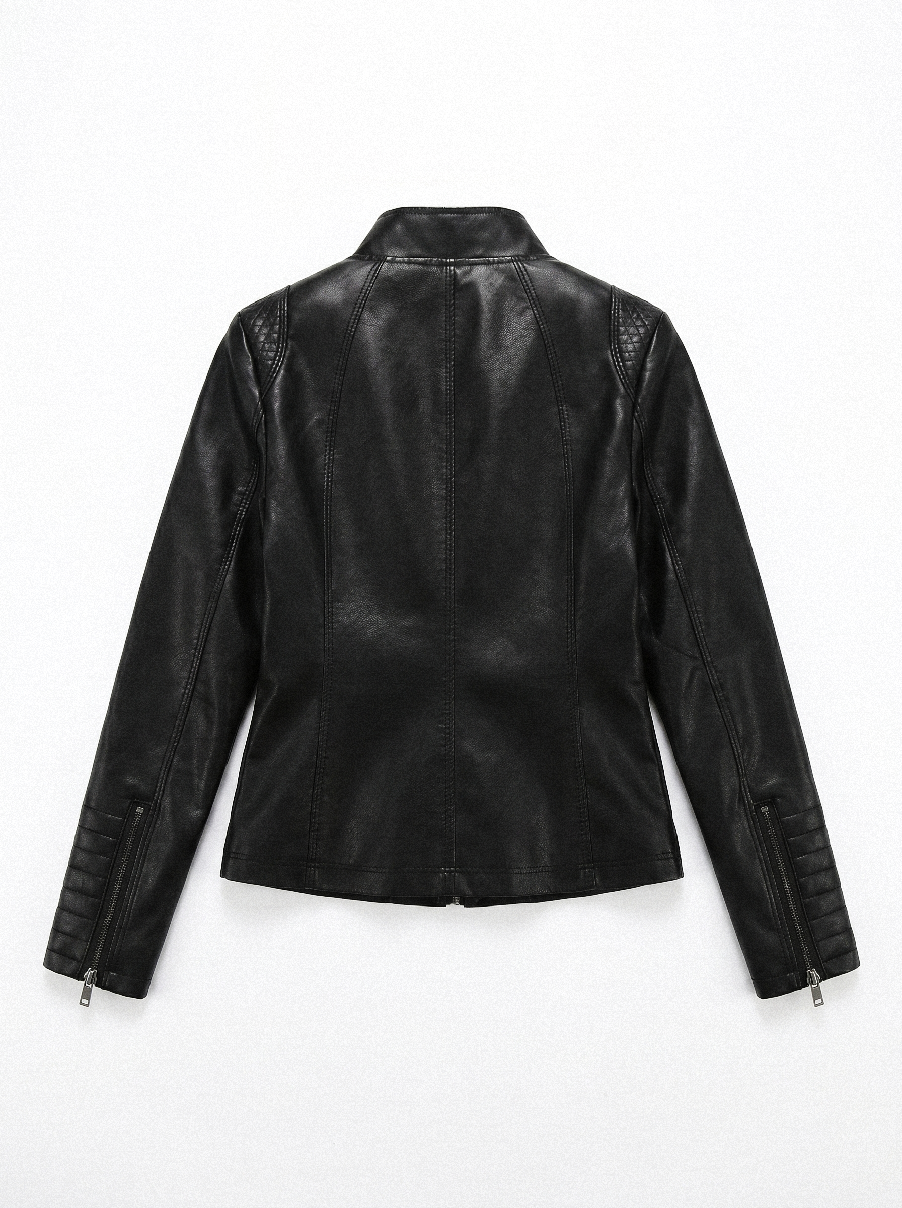 Quilted Shoulder Slim Moto Jacket - side view