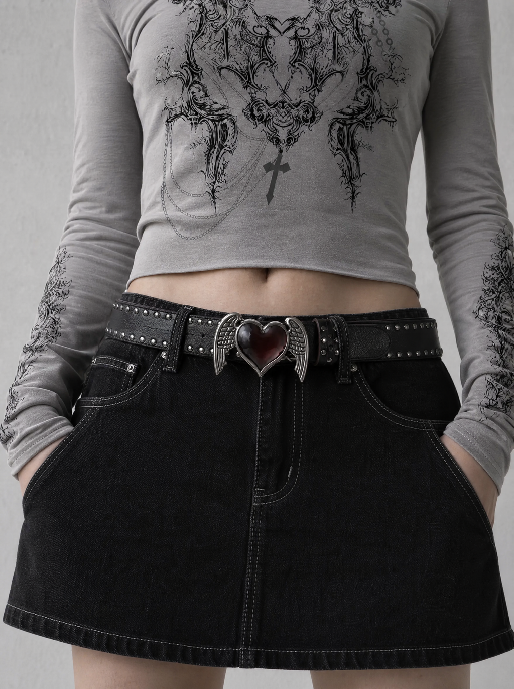 Winged Heart Studded Belt
