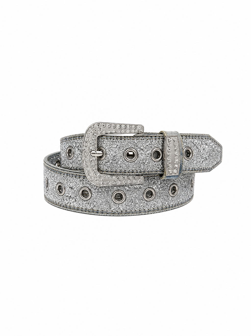 Silver Glitter Rhinestone Belt