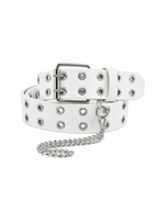 White Grommet Chain Belt