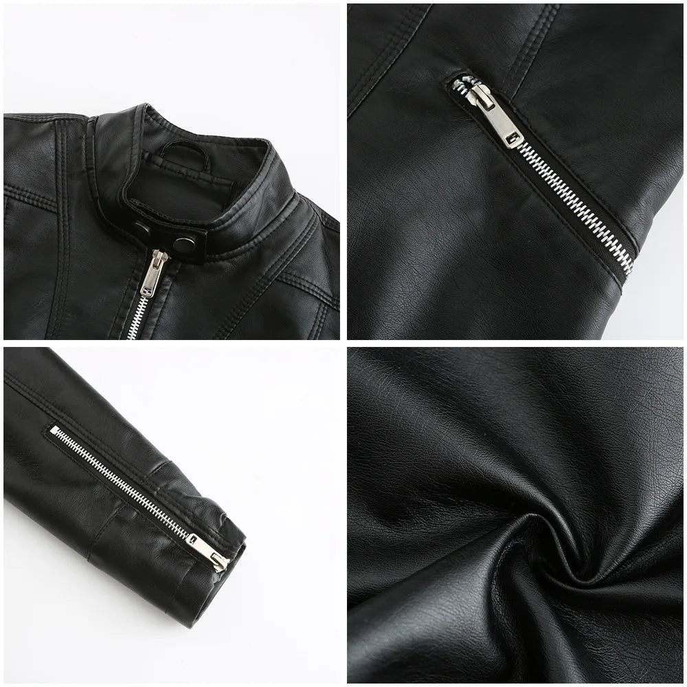 Belted Hem Slim Moto Jacket - close-up