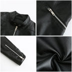 Belted Hem Slim Moto Jacket - close-up