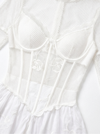 SOFTBLADES CORSET FISHNET MINI DRESS