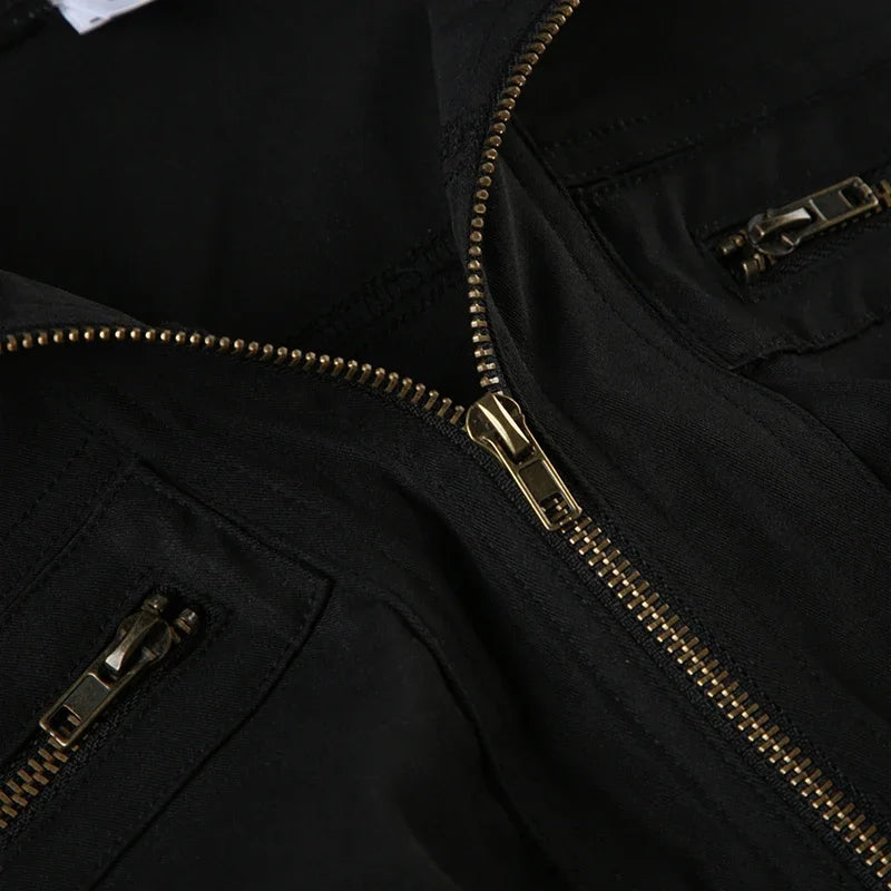 Funnel Neck Cropped Bomber Jacket