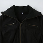 Funnel Neck Cropped Bomber Jacket - outfit view
