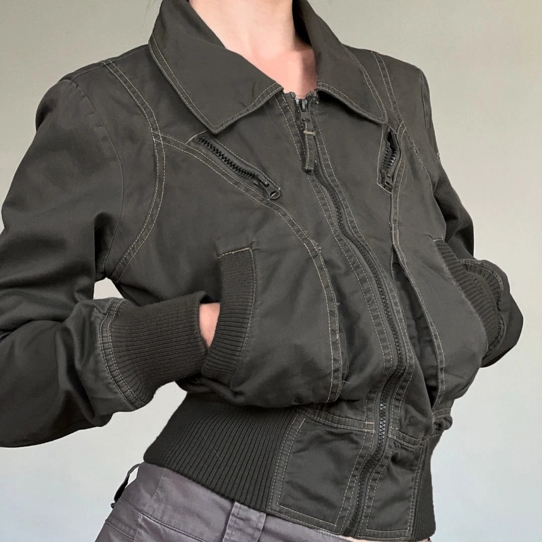 Cropped Aviator Bomber Jacket - outfit view