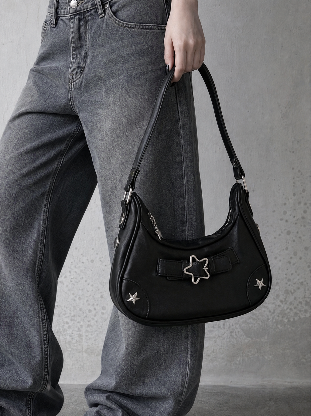Star Charm Crescent Shoulder Bag