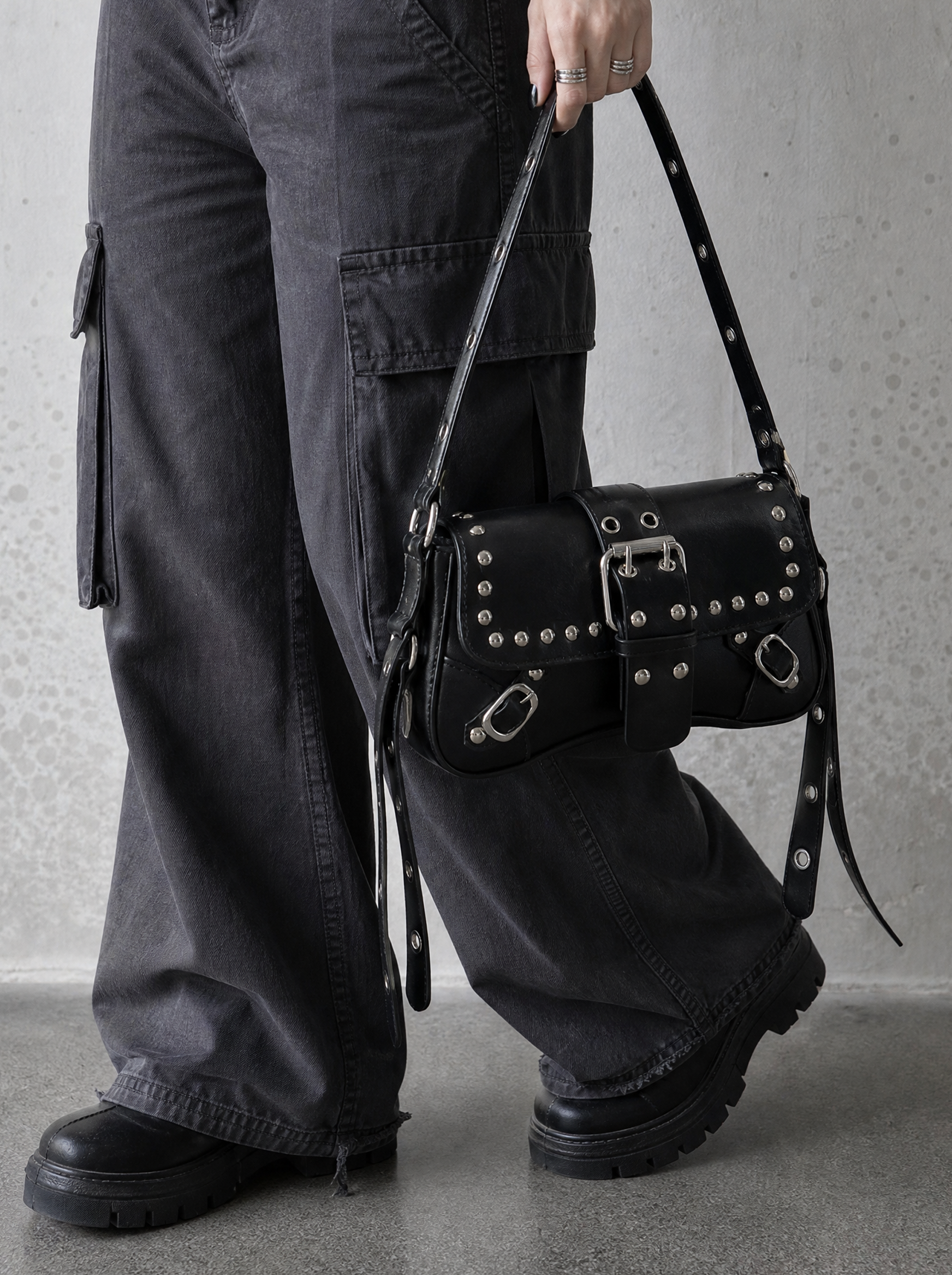 Studded Buckle Crossbody Bag