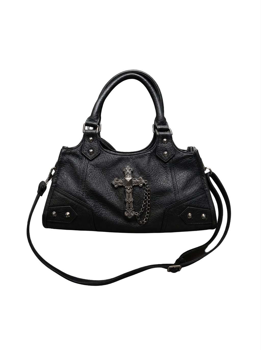 Gothic Cross Studded Shoulder Bag