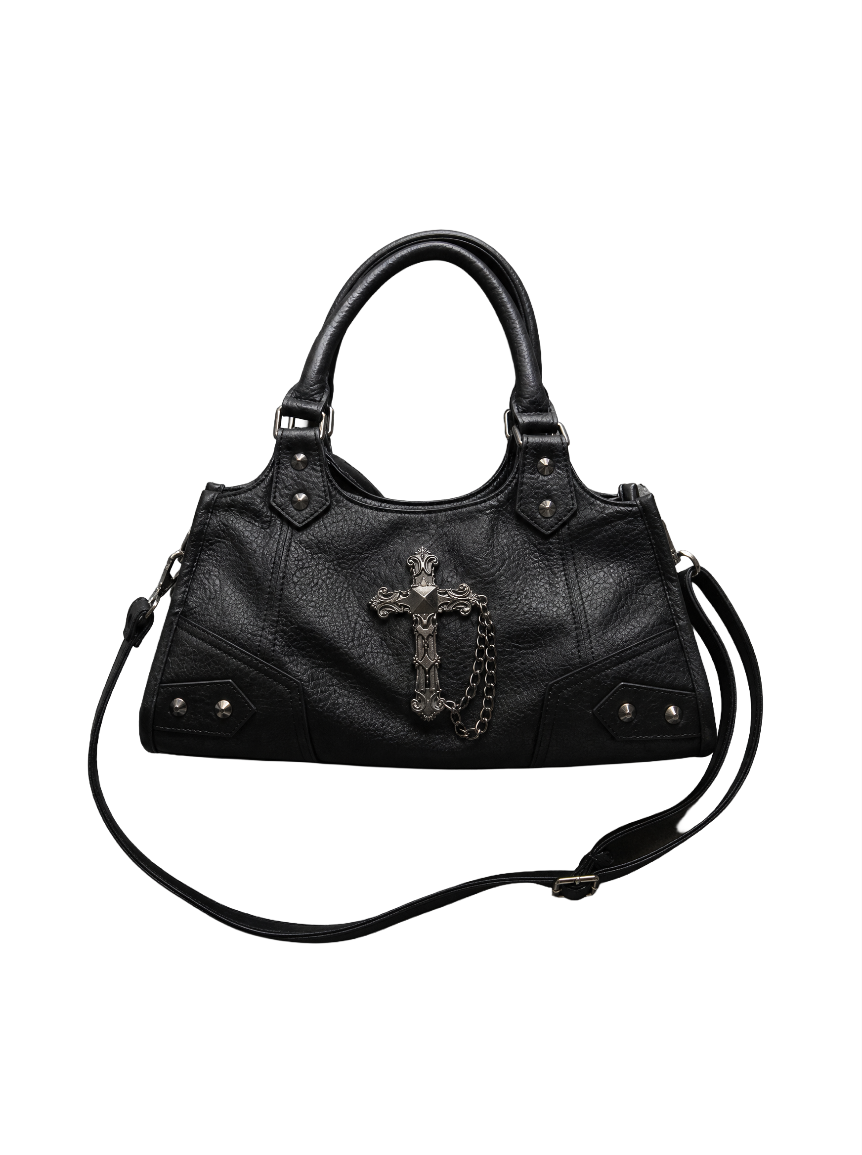 Gothic Cross Studded Shoulder Bag