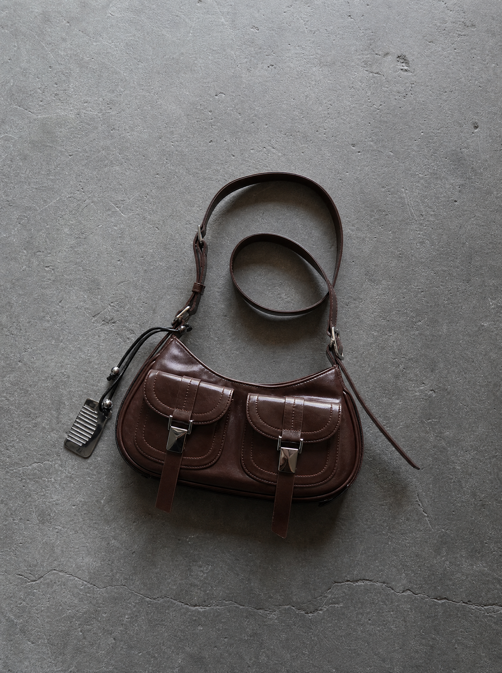 Burgundy Twin Pocket Moto Bag
