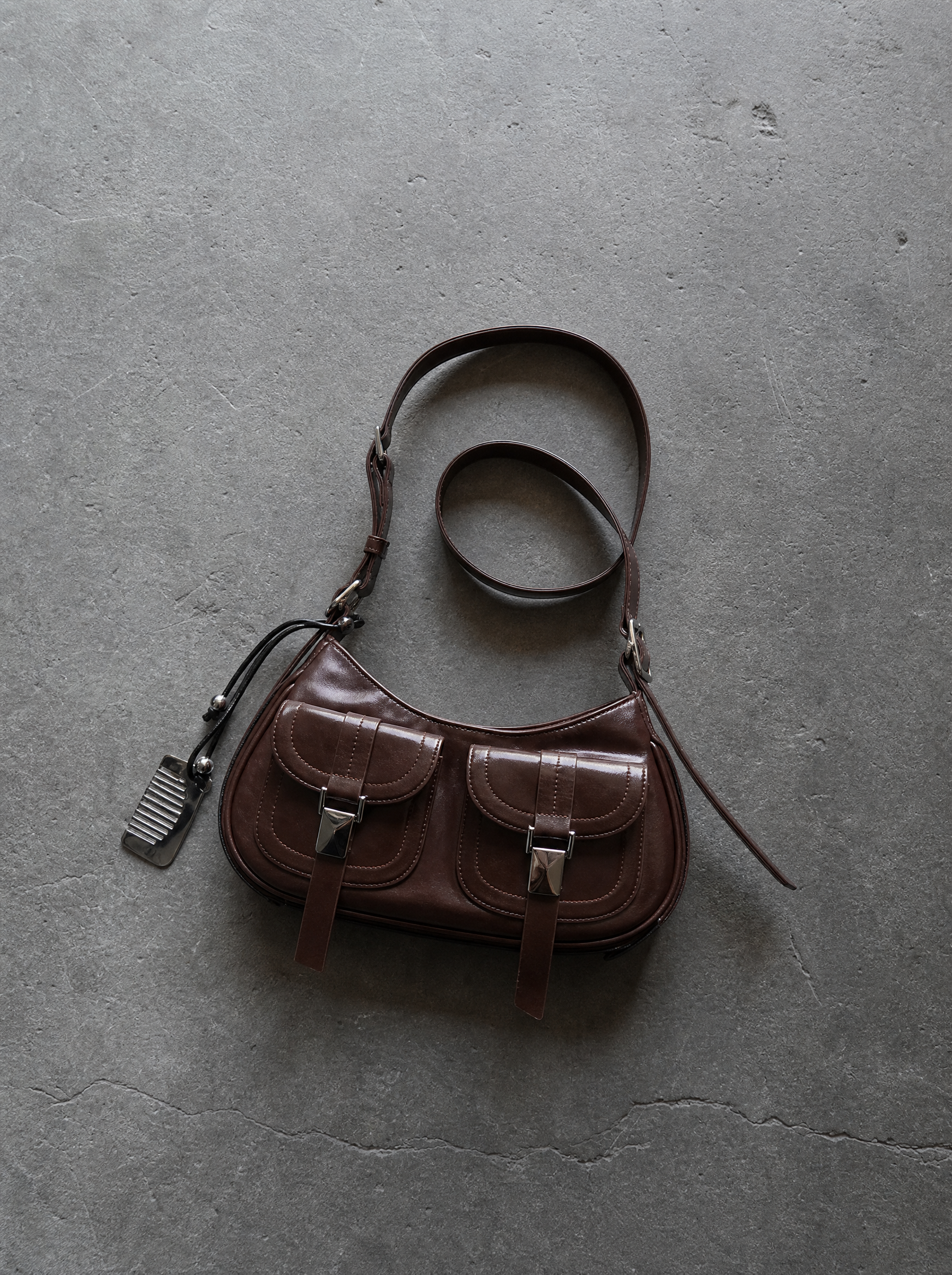 Burgundy Twin Pocket Moto Bag