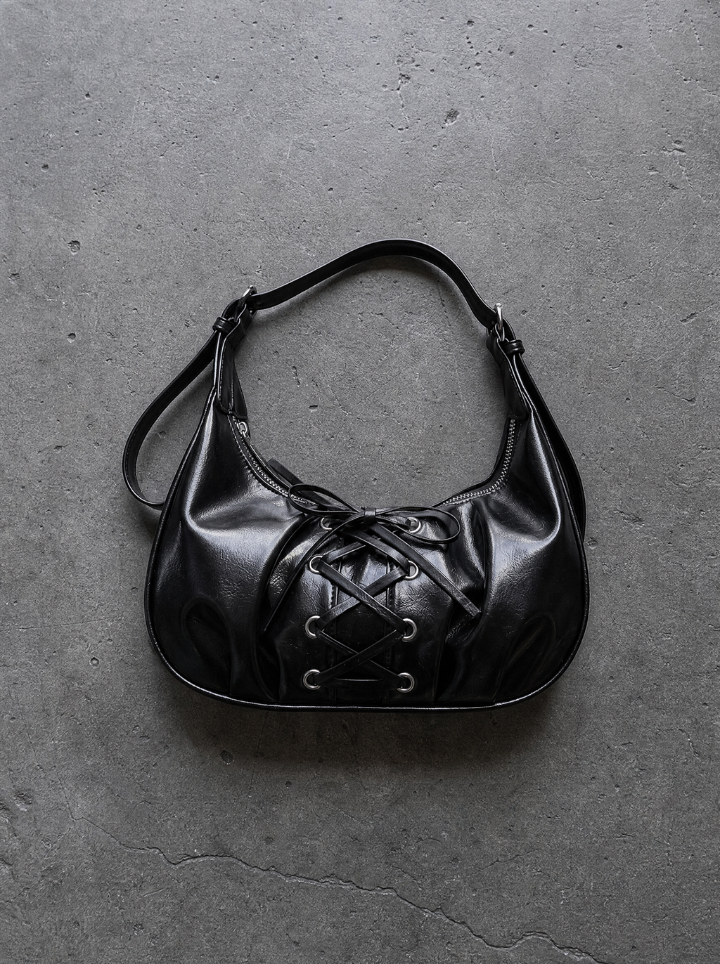 Lace-Up Corset Crescent Bag