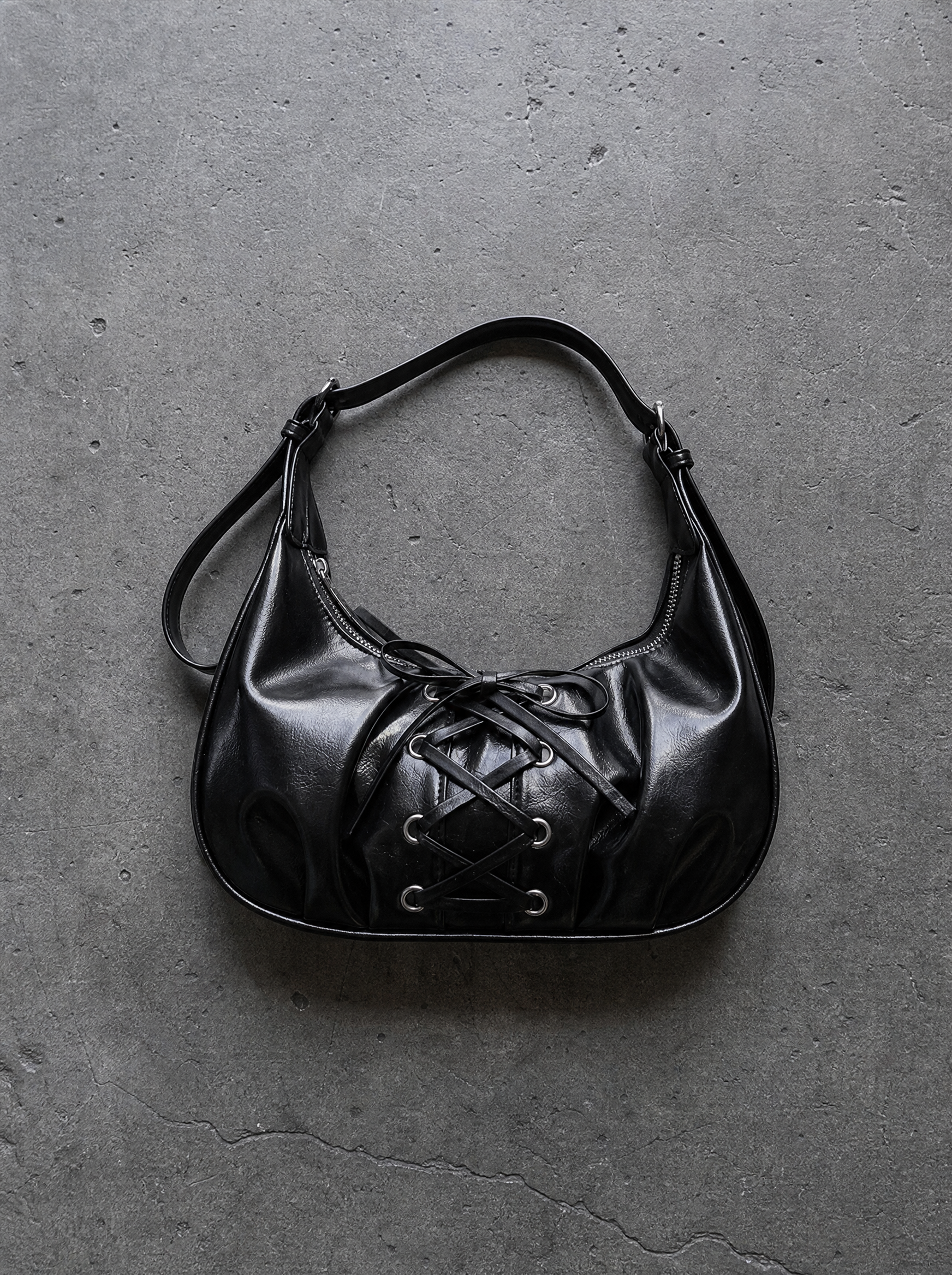Lace-Up Corset Crescent Bag