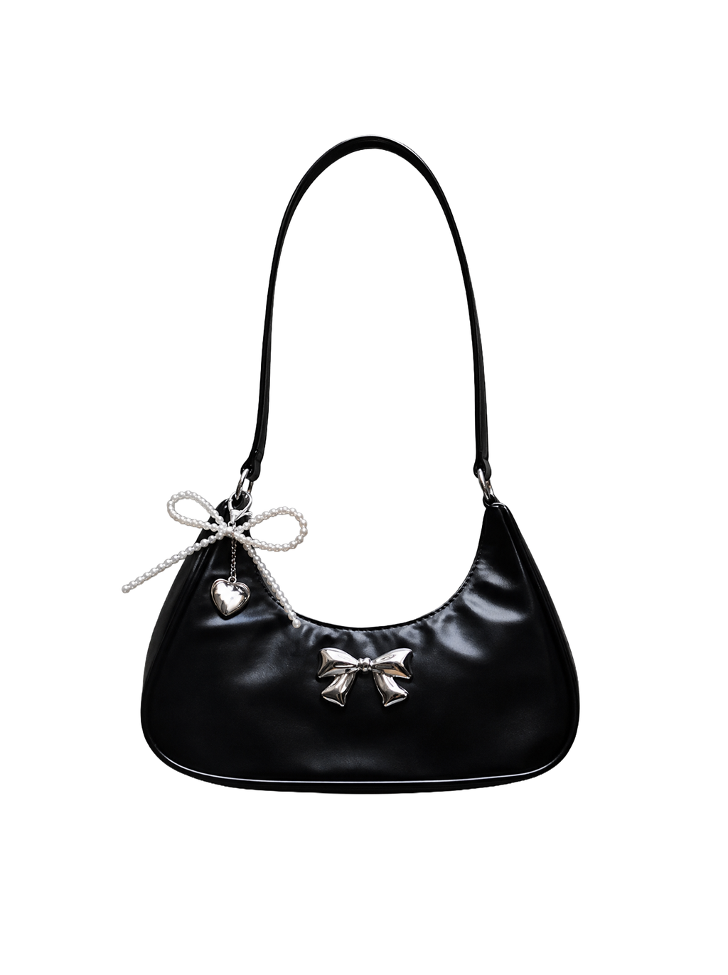 Bow Charm Baguette Bag