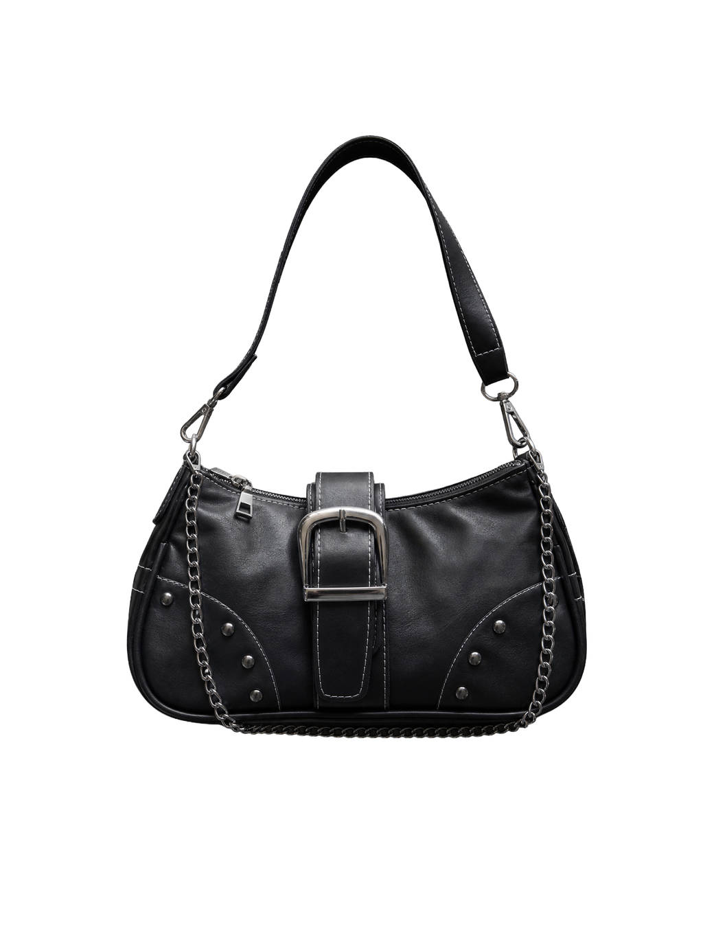 Studded Buckle Chain Shoulder Bag