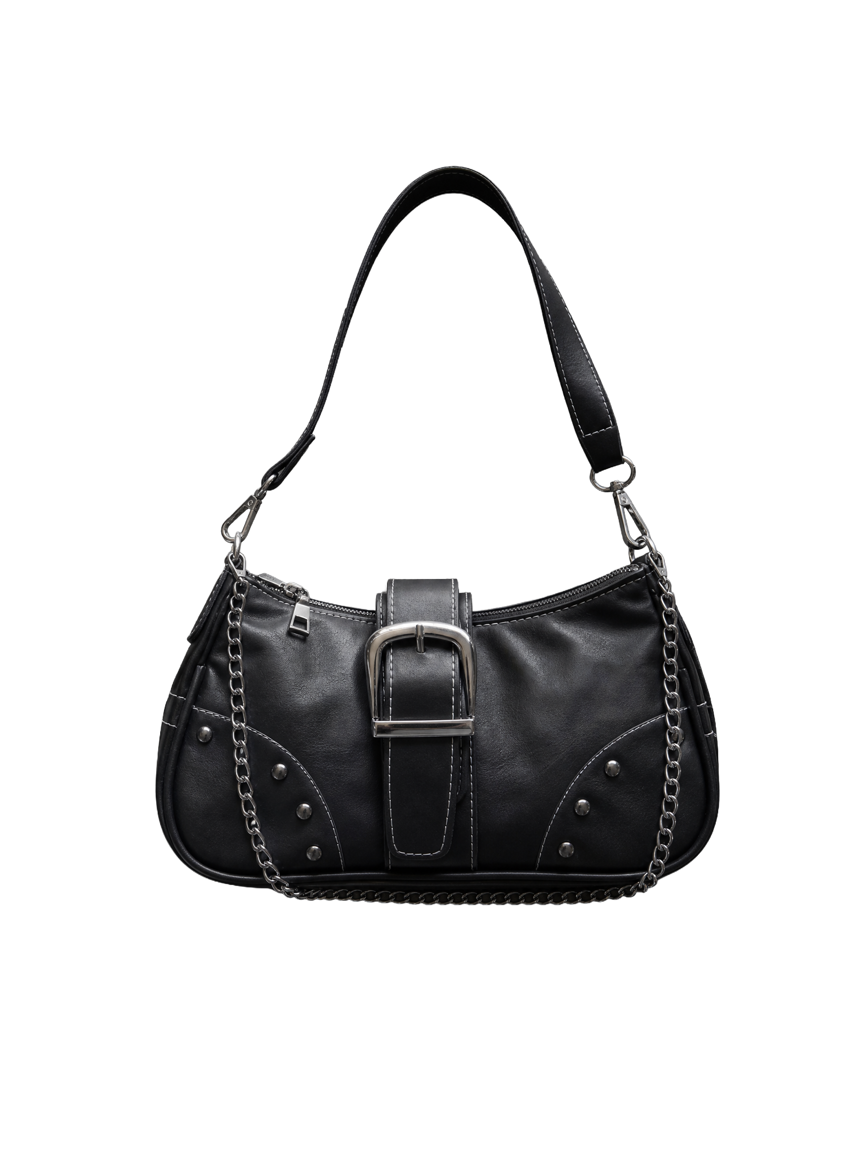 Studded Buckle Chain Shoulder Bag