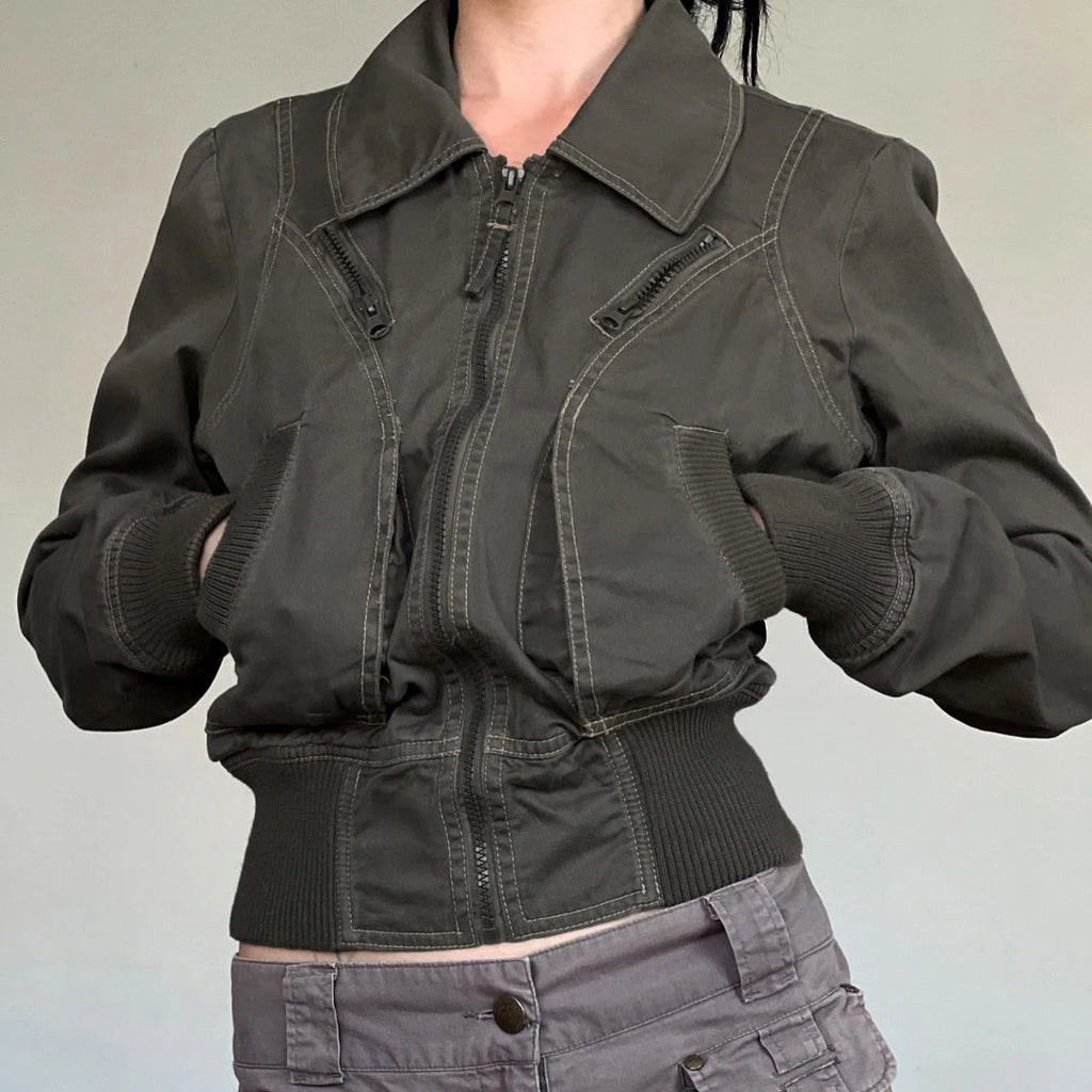 Cropped Aviator Bomber Jacket - lifestyle view