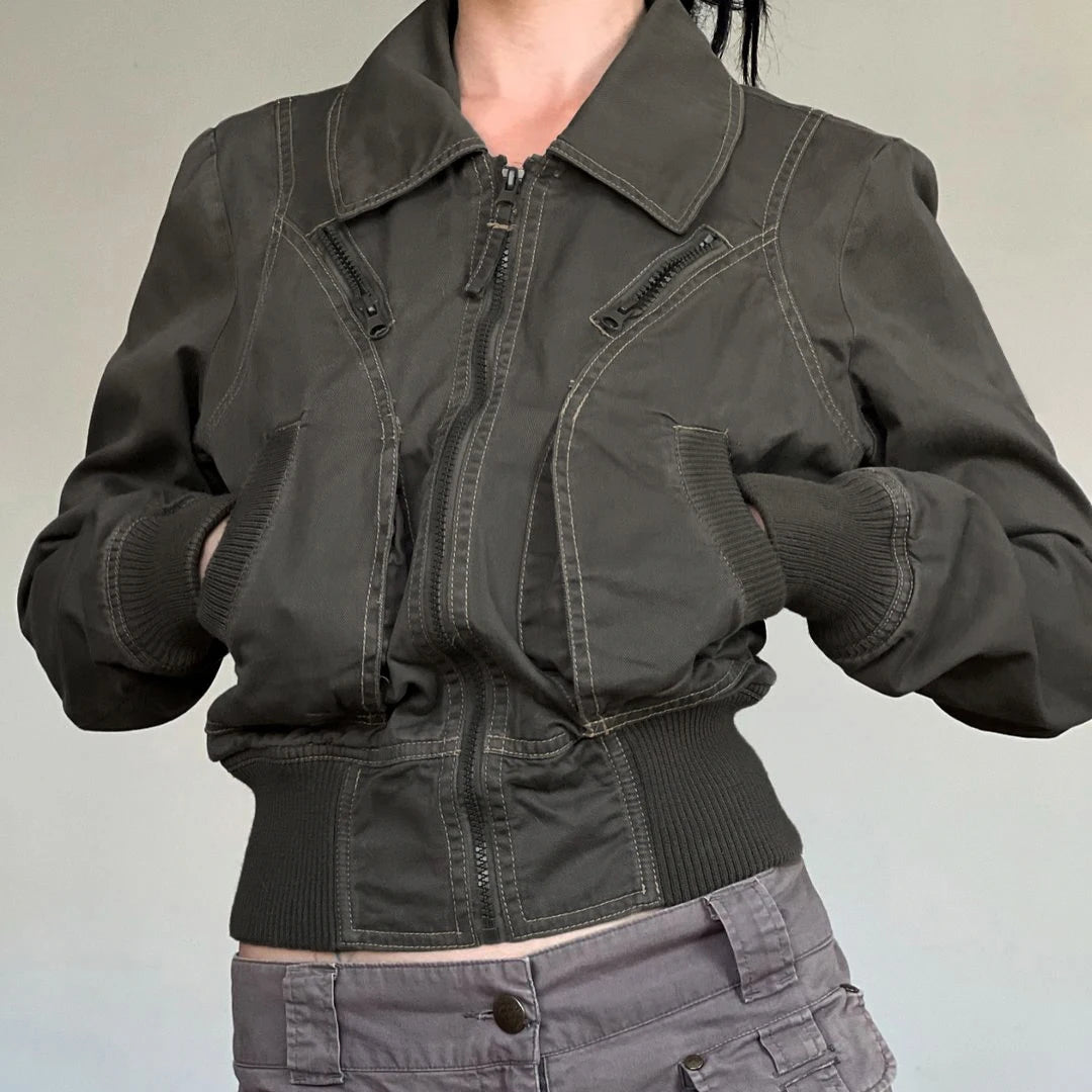 Cropped Aviator Bomber Jacket - lifestyle view