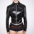 Bolero Cropped Faux Leather Jacket - close-up
