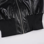 Cropped Bomber Faux Leather Jacket - outfit view