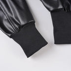 Cropped Bomber Faux Leather Jacket