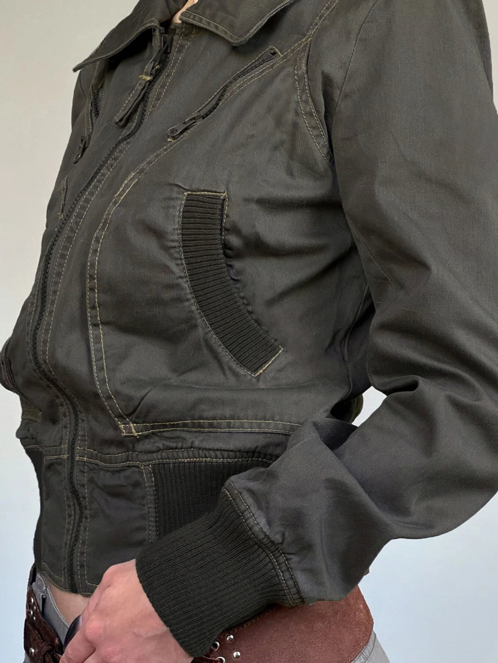 Cropped Aviator Bomber Jacket