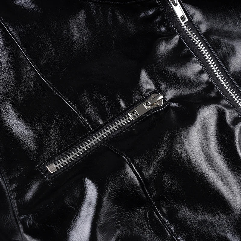 Bolero Cropped Faux Leather Jacket - outfit view