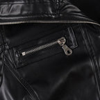 Cropped Bomber Faux Leather Jacket - texture detail