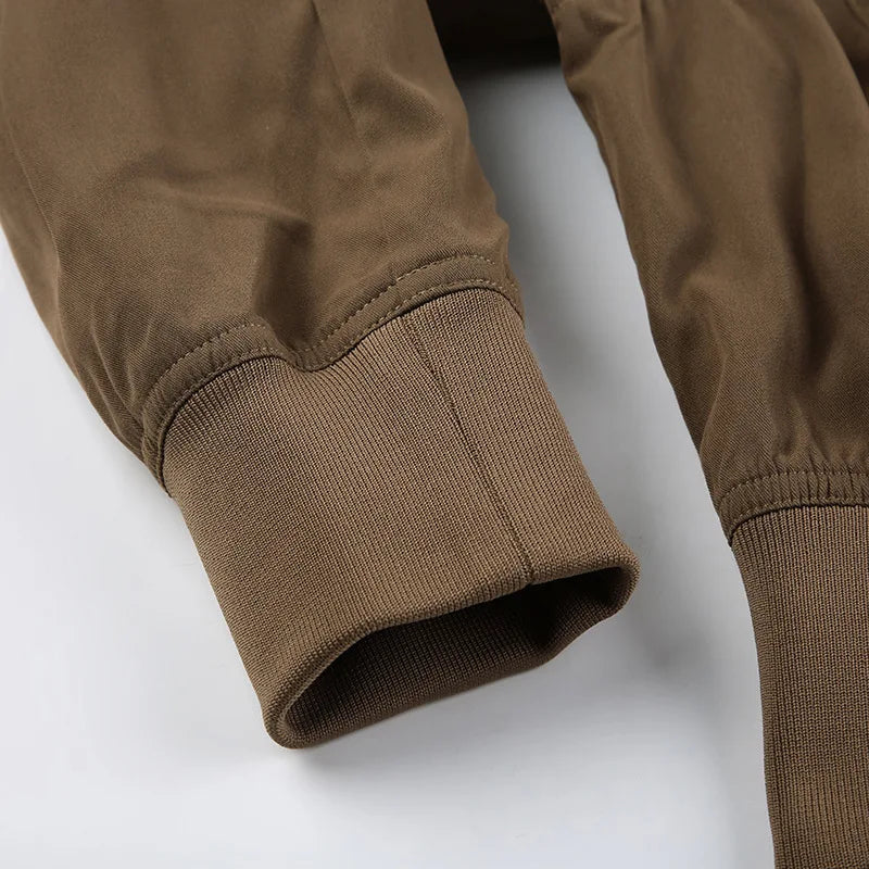 Cocoa Cropped Utility Bomber - side view