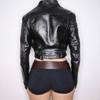Bolero Cropped Faux Leather Jacket - full length view
