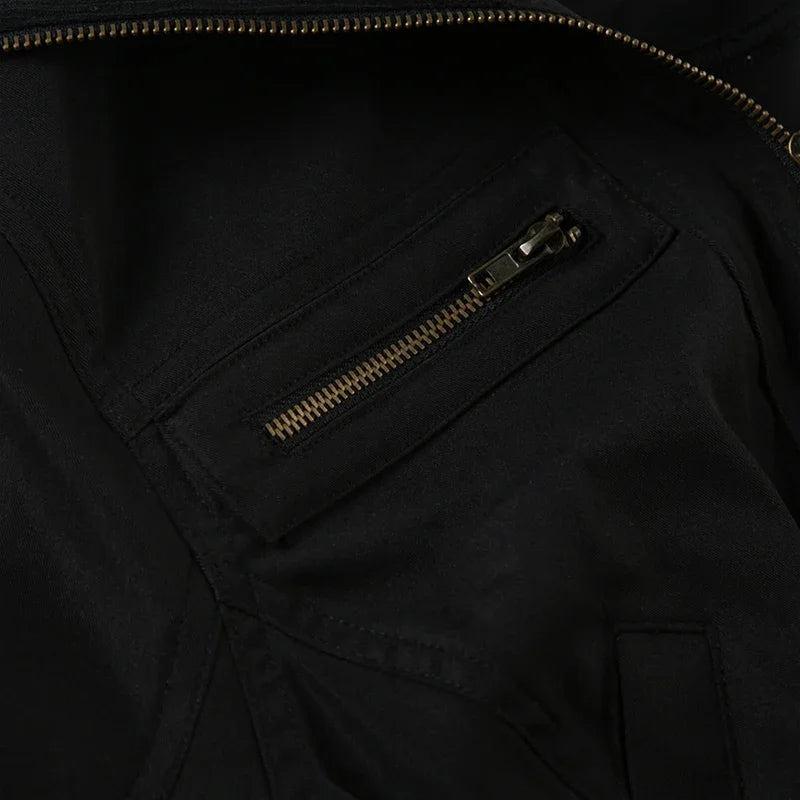 Funnel Neck Cropped Bomber Jacket